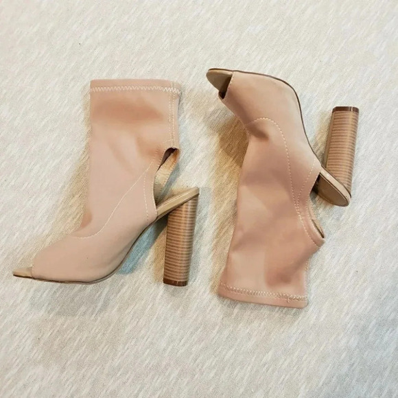 X2B 6 tan peep toe 4" heeled ankle boots‎ - Picture 1 of 7